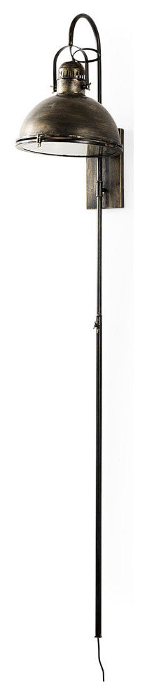 Tazb Gold Metal Antiqued Round Wall Sconce, 61" x 22"