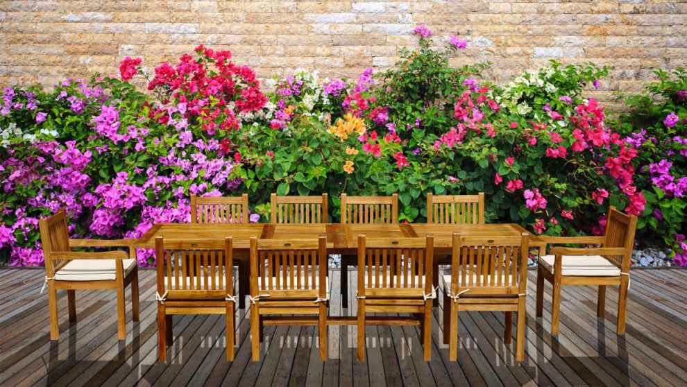Teak Wood Italy Rectangular Double Extension Outdoor Patio Dining Table