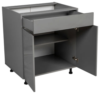 33 Base Cabinet Double Door Single Drawer with Grey Gloss door