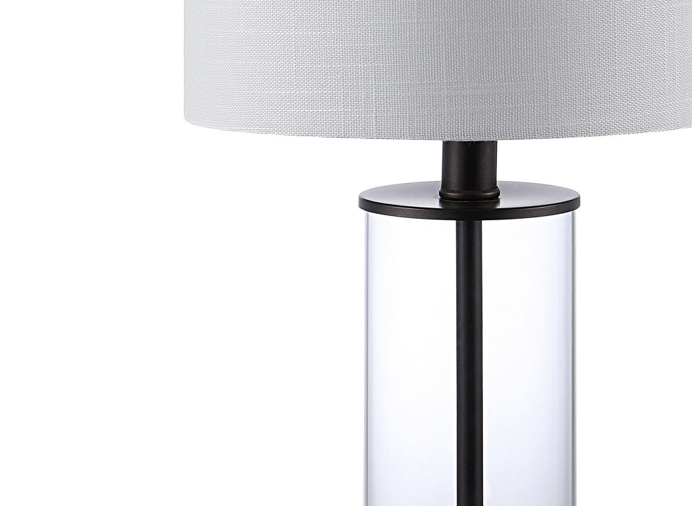 Abner Glass Contemporary USB Charging LED Table Lamp, Oil Rubbed Bronze/Clear