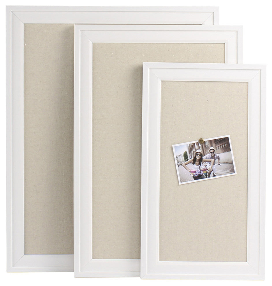 Bosc Framed Linen Fabric Pinboard, White 18.5x27.5