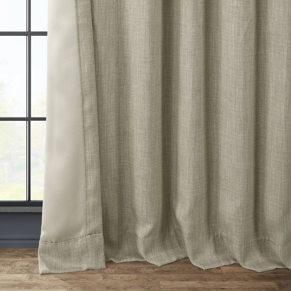 Faux Linen Darkening Curtain Single Panel, Oatmeal, 50"x96"