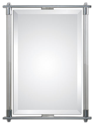 Uttermost Adara Contemporary Metal Glass and MDF Wood Vanity Mirror in Chrome
