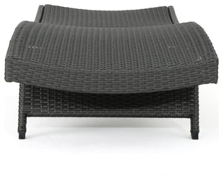 GDF Studio 2-Piece Olivia Outdoor Gray Wicker Chaise Lounge and Table Set