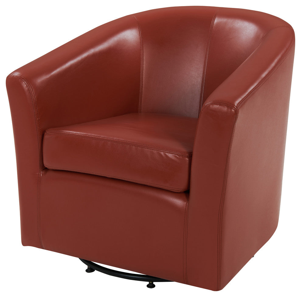Hayden Swivel Accent Arm Chair, Pumpkin, Bonded Leather