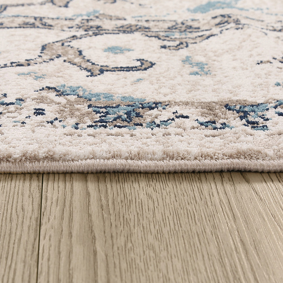 LNC Mat Indoor Distressed Vintage Abstract Non Slip Area Rug, 5' X 7'