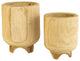 Set of Two Hand Carved Wooden Planters