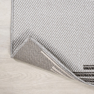 Vinales Diamond Stripe Indoor/Outdoor Area Rug, Light Gray/Black, 2x8