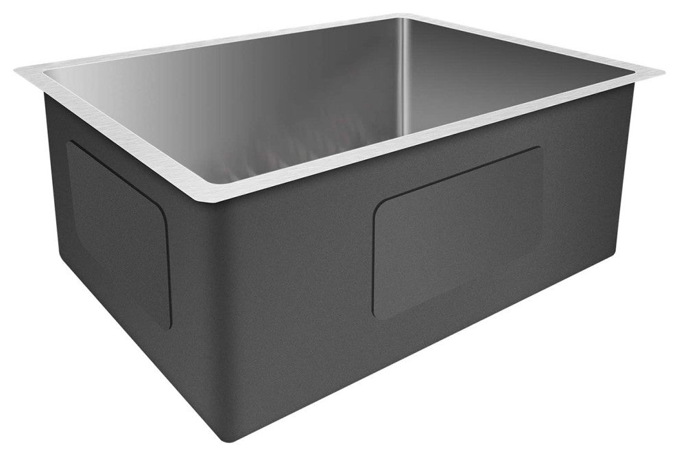 Stainless Steel Undermount Single Bowl Kitchen Sink with Accessories, Silver, 24
