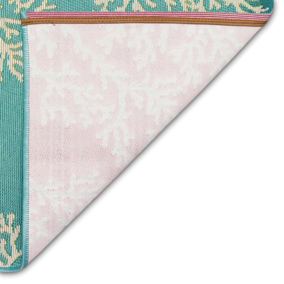 Esencia Coral Edge Indoor/Outdoor Mat Aqua 2'x2'10"