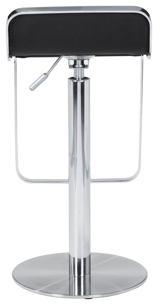 Bar Stool Chair Barstool, Faux Vinyl Leather, Steel, Black, Chrome, Cafe Bistro