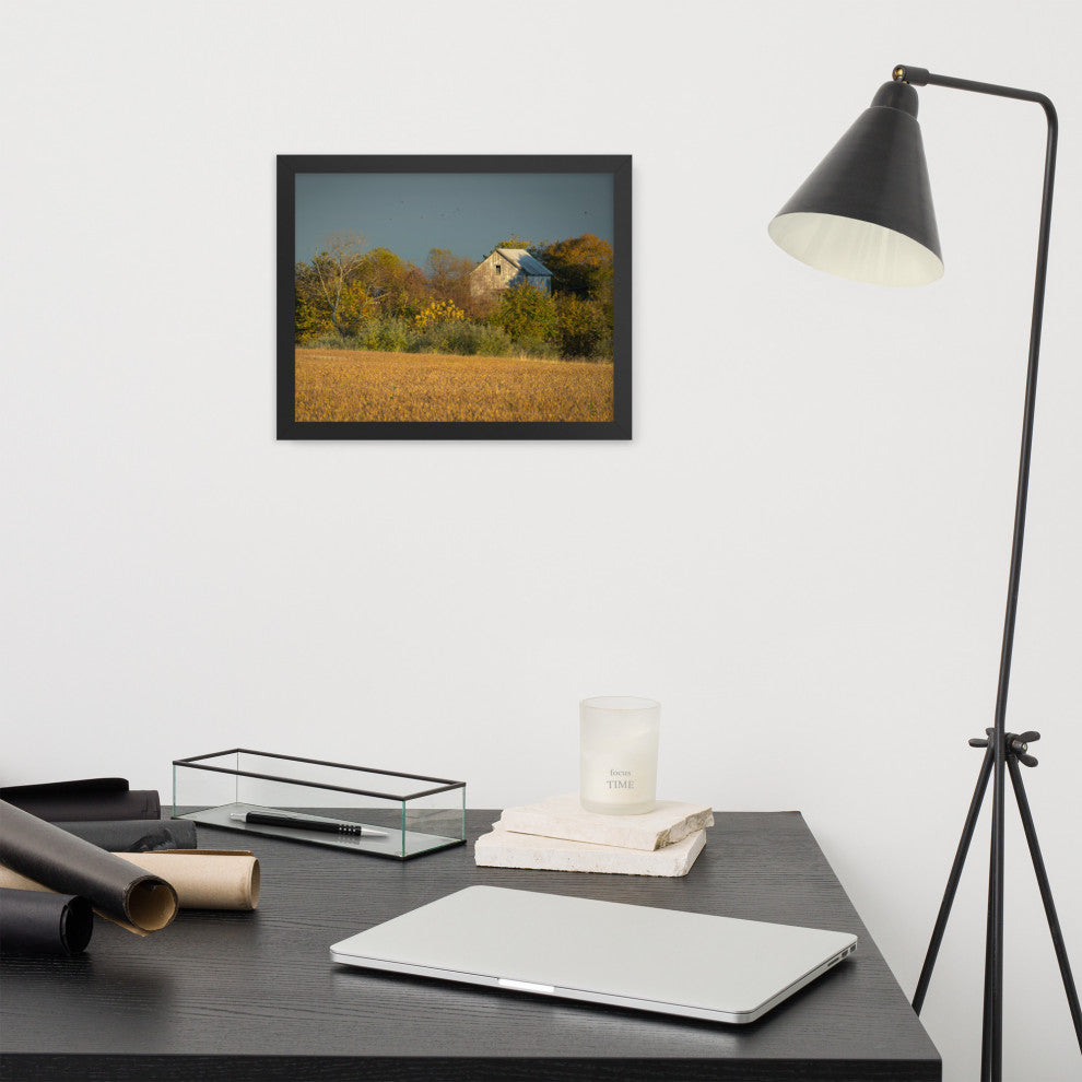 Abandoned Barn In The Trees Framed Photo Paper Wall Art Prints, Black, 11" X 14"