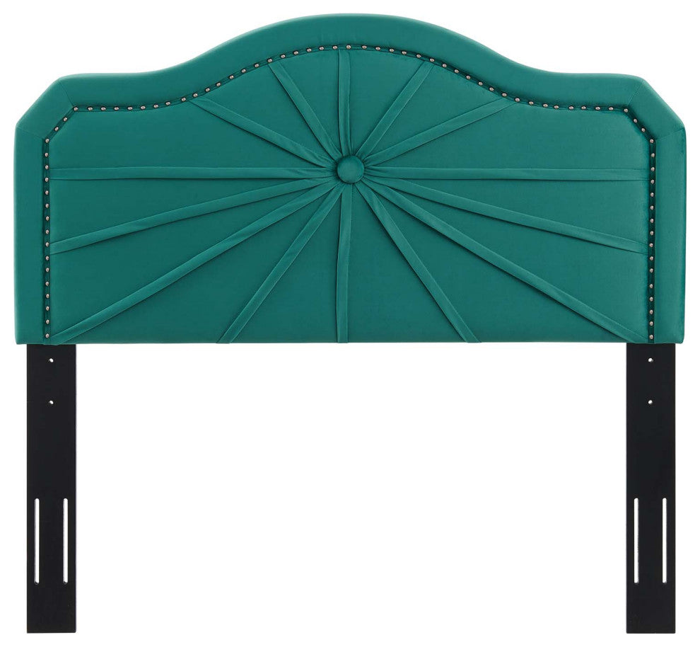 Kristin Pleated Performance Velvet Twin Headboard-Teal
