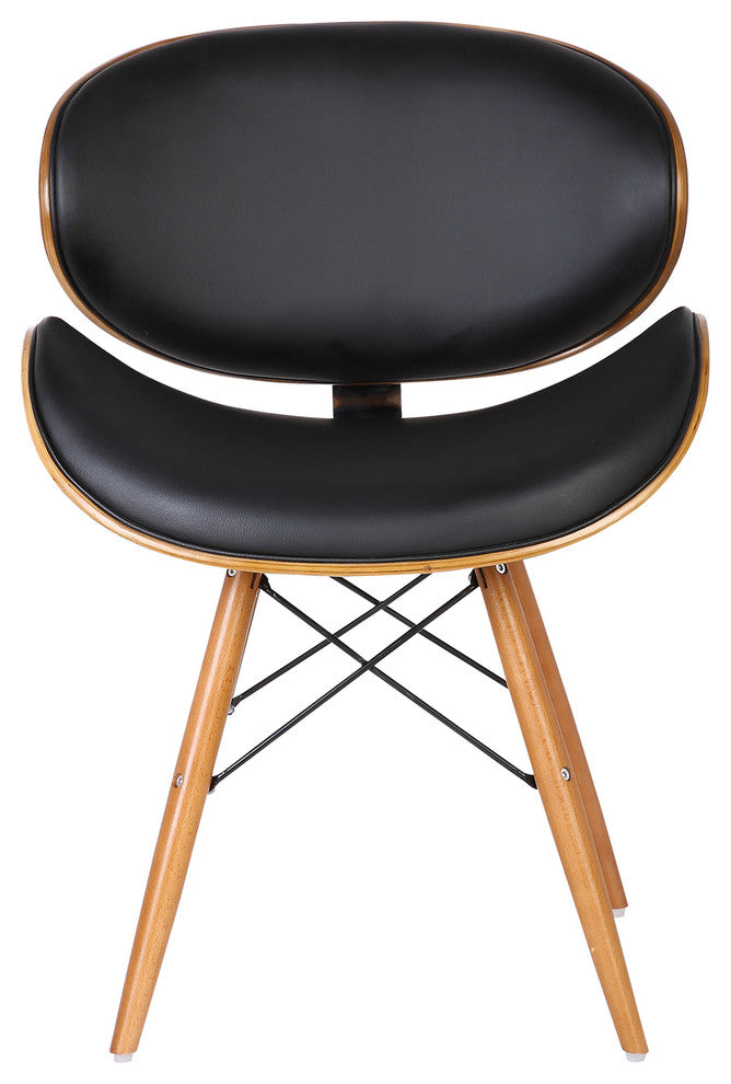 Cassie Mid-Century Dining Chair, Walnut, Black