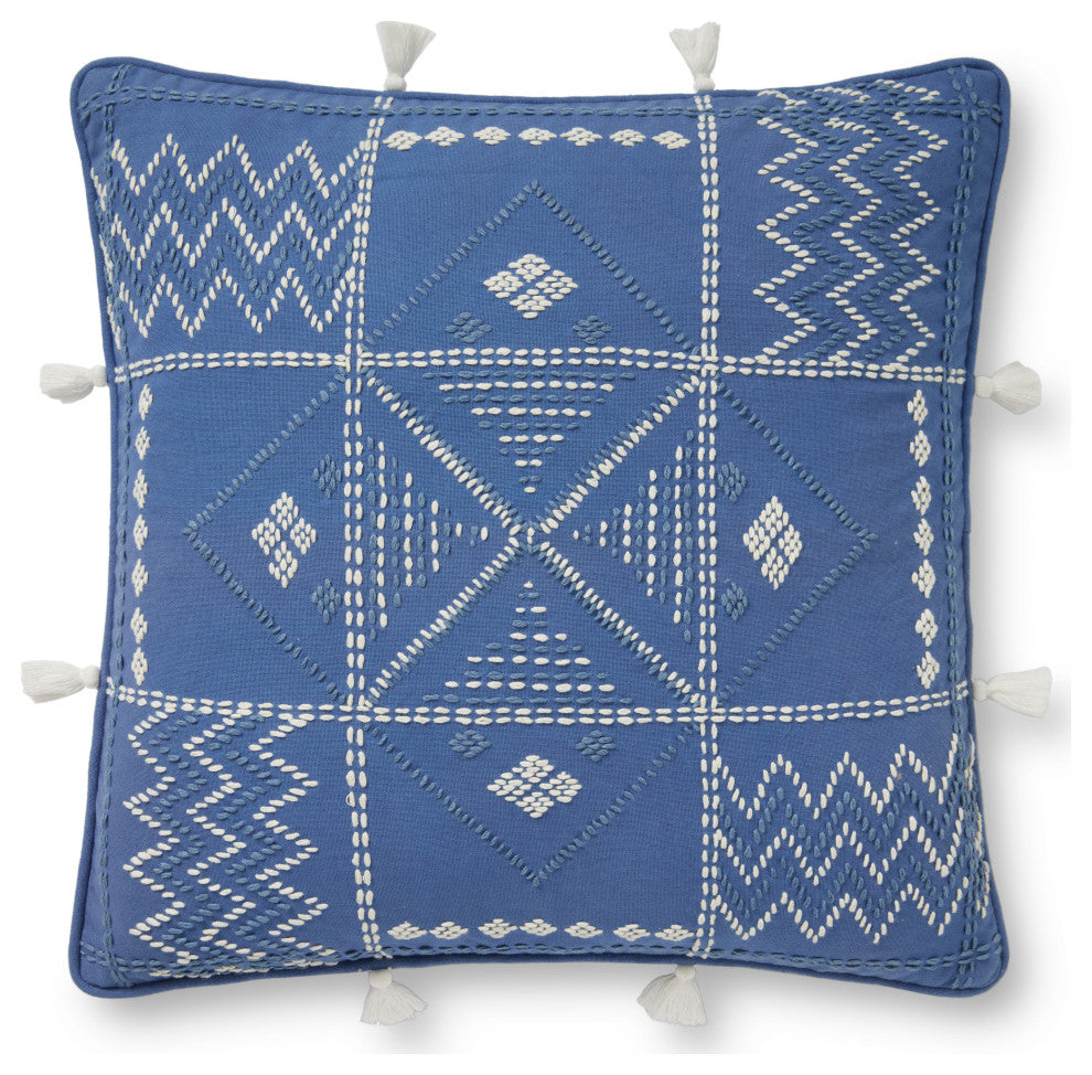 Loloi PLL0049 Blue / Ivory 18" x 18" Cover Only Pillow