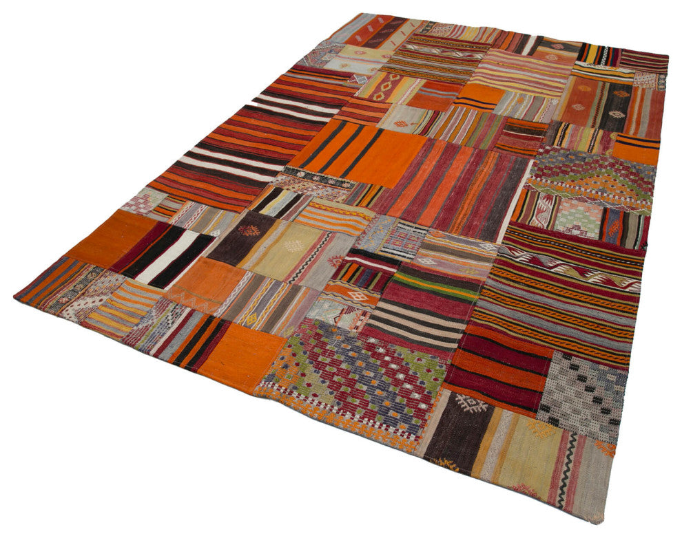 Rug N Carpet - Handmade Oriental 6' 8'' x 9' 10'' Tribal Patchwork Kilim Rug