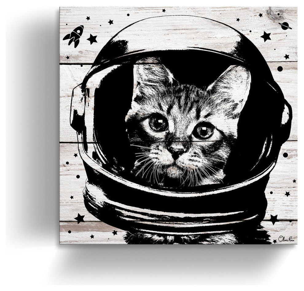 Ready2HangArt ''Space Cat'' Wrapped Canvas Animal Wall Art, 10"x10"
