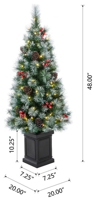 Pre-Lit Pine Artificial Christmas Tree, 4', Pinecones/Berries
