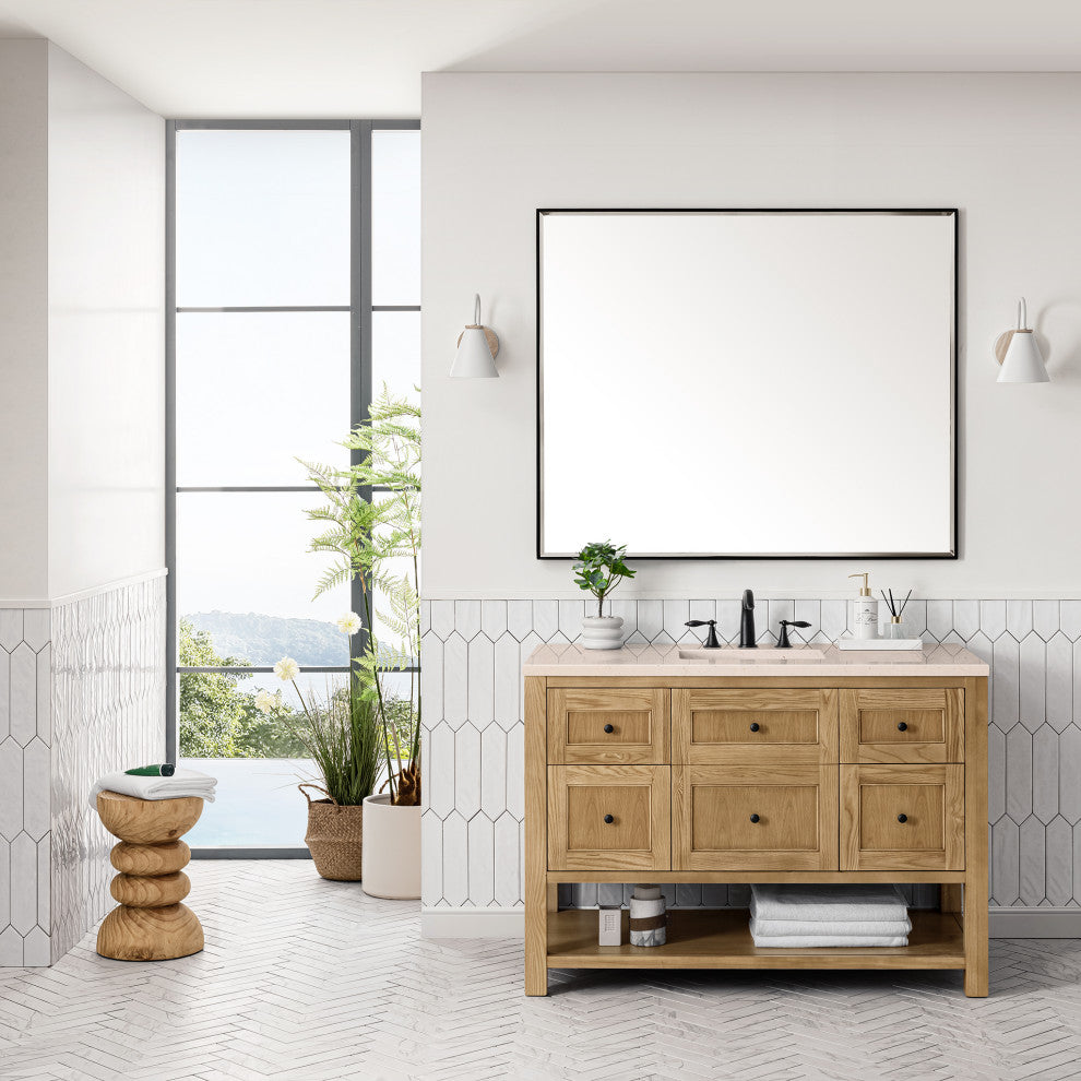 Breckenridge 48" Single Vanity, Light Natural Oak, 3CM Eternal Marfil Top
