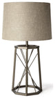 Metallic Aged Bronze Tone Octagonal Metal Table Lamp
