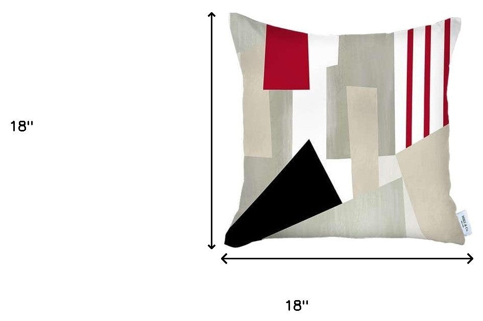 Set of 2 Red and Ivory Printed Pillow Covers