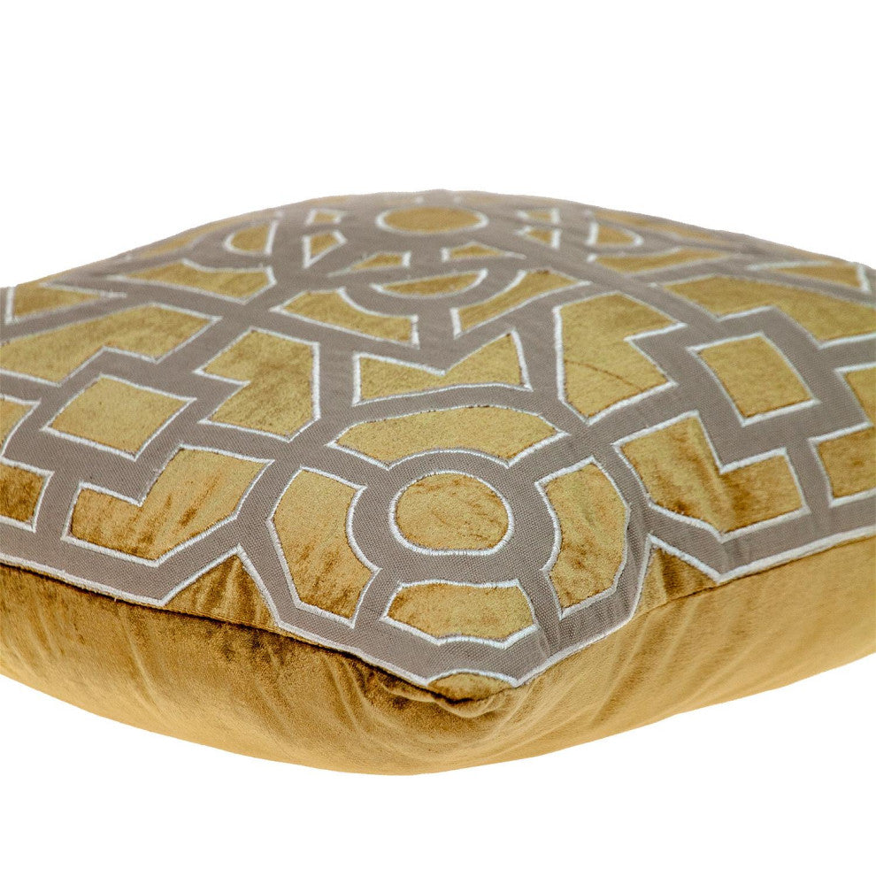Parkland Collection Hazel Beige Throw Pillow, Square, Gold