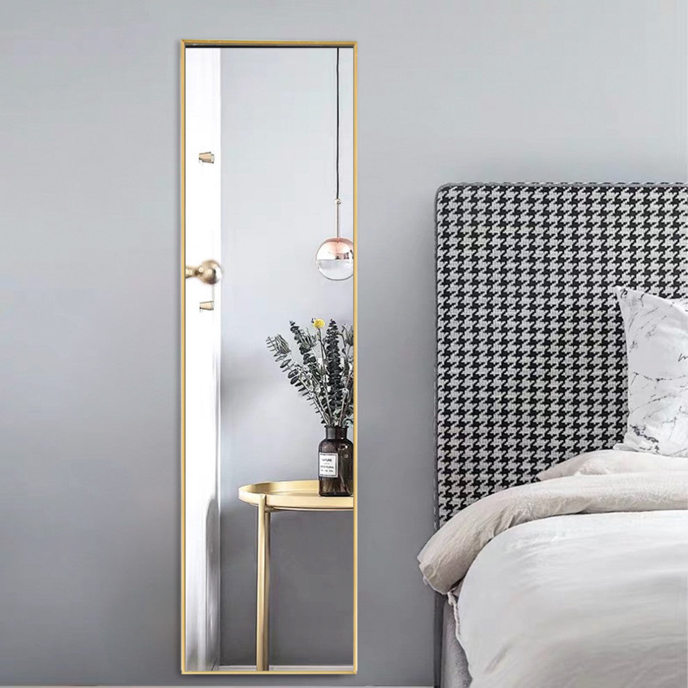 14x50" Rectangular Framed Wall Mounted Full Length Mirror, Gold