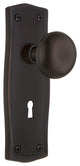 Prairie Plate Passage with Keyhole New York Door Knob, Timeless Bronze, Backset
