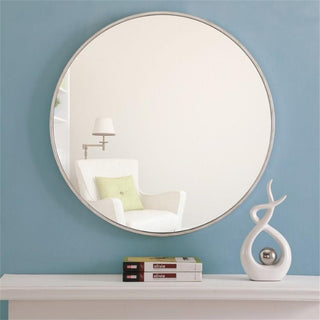 Elegant Decor Eternity 28" Round Metal Frame Mirror in Silver