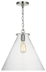Sea Gull Lighting Kate 1 LT Cone Pendant, Brushed Nickel/Clear