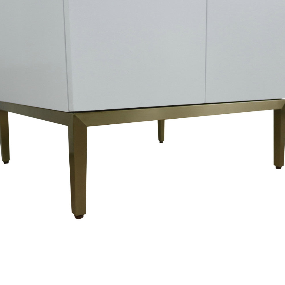 25" Single Sink Vanity, White Finish With Engineered Stone Top And Oval Sink