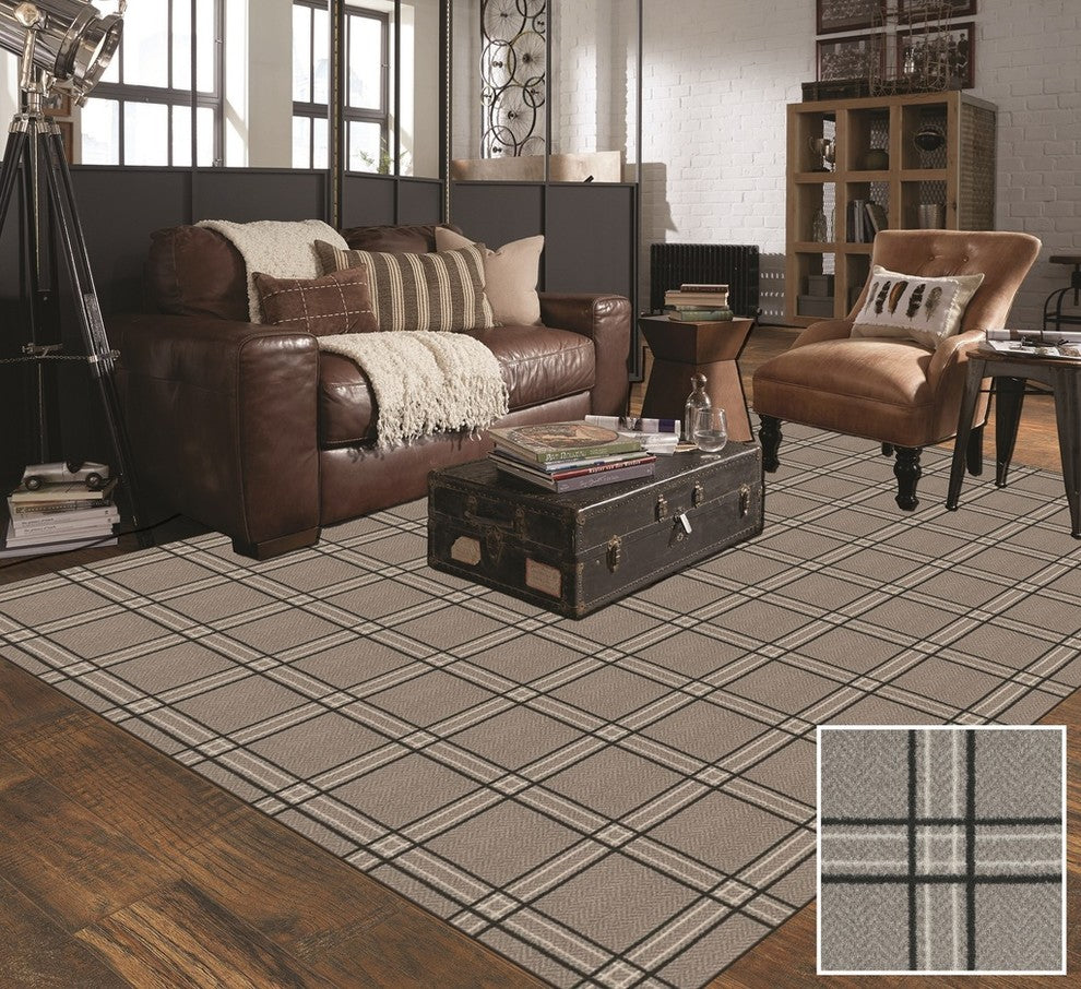 Tweed Herrington Plaid Area Rug Milliken Tactesse Nylon, SQ 10'x10'