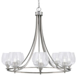 Paramount 8-Light Chandelier, Brushed Nickel, 6" Clear Bubble Glass