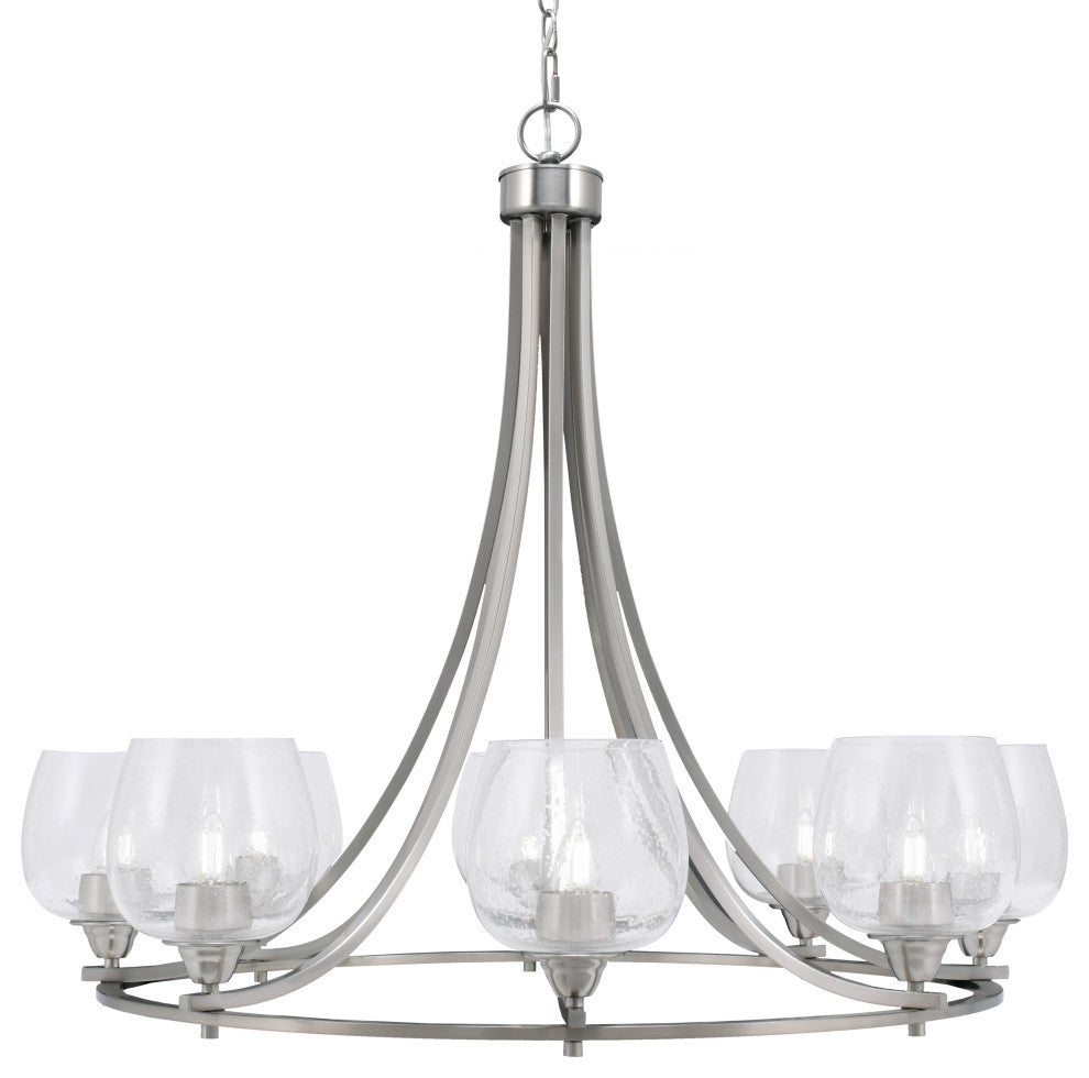 Paramount 8-Light Chandelier, Brushed Nickel, 6" Clear Bubble Glass