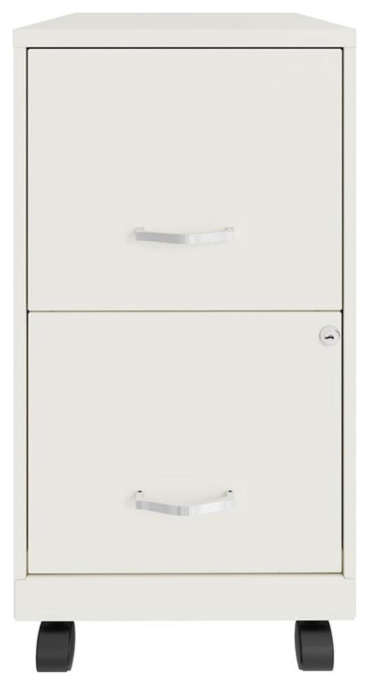 Space Solutions 18in 2 Drawer Mobile Smart Vertical File Cabinet Pearl White