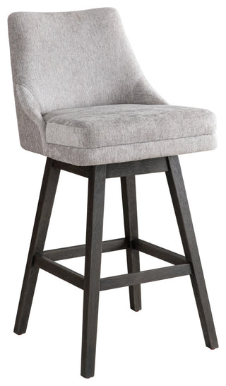 Branson Gray Solid Wood 30" Swivel Barstool, Gray Fabric, Set of 2