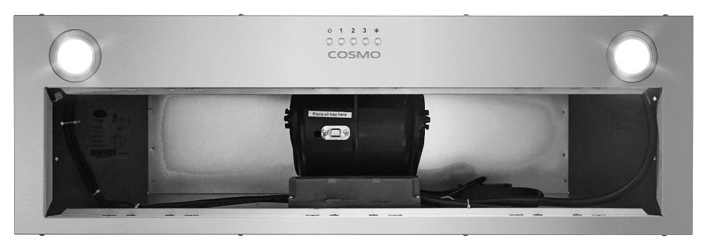 Cosmo 36" Insert Range Hood With Push Button Controls, Stainless Steel