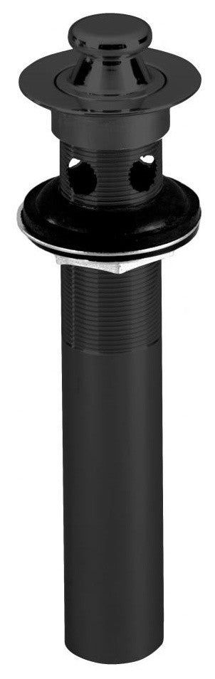 Lift and Turn Lavatory Drain With Overflow Holes, Exposed, Powder Coated Black