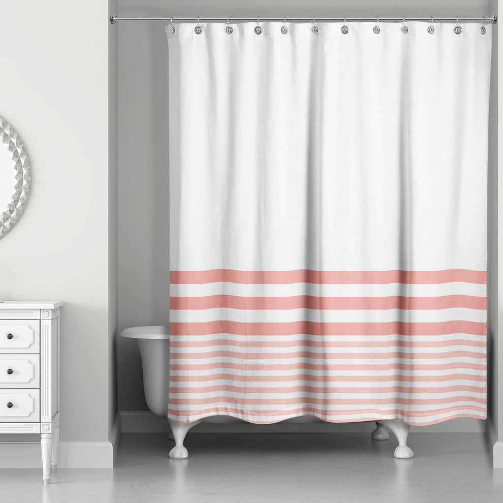 Coral Stripes 71x74 Shower Curtain
