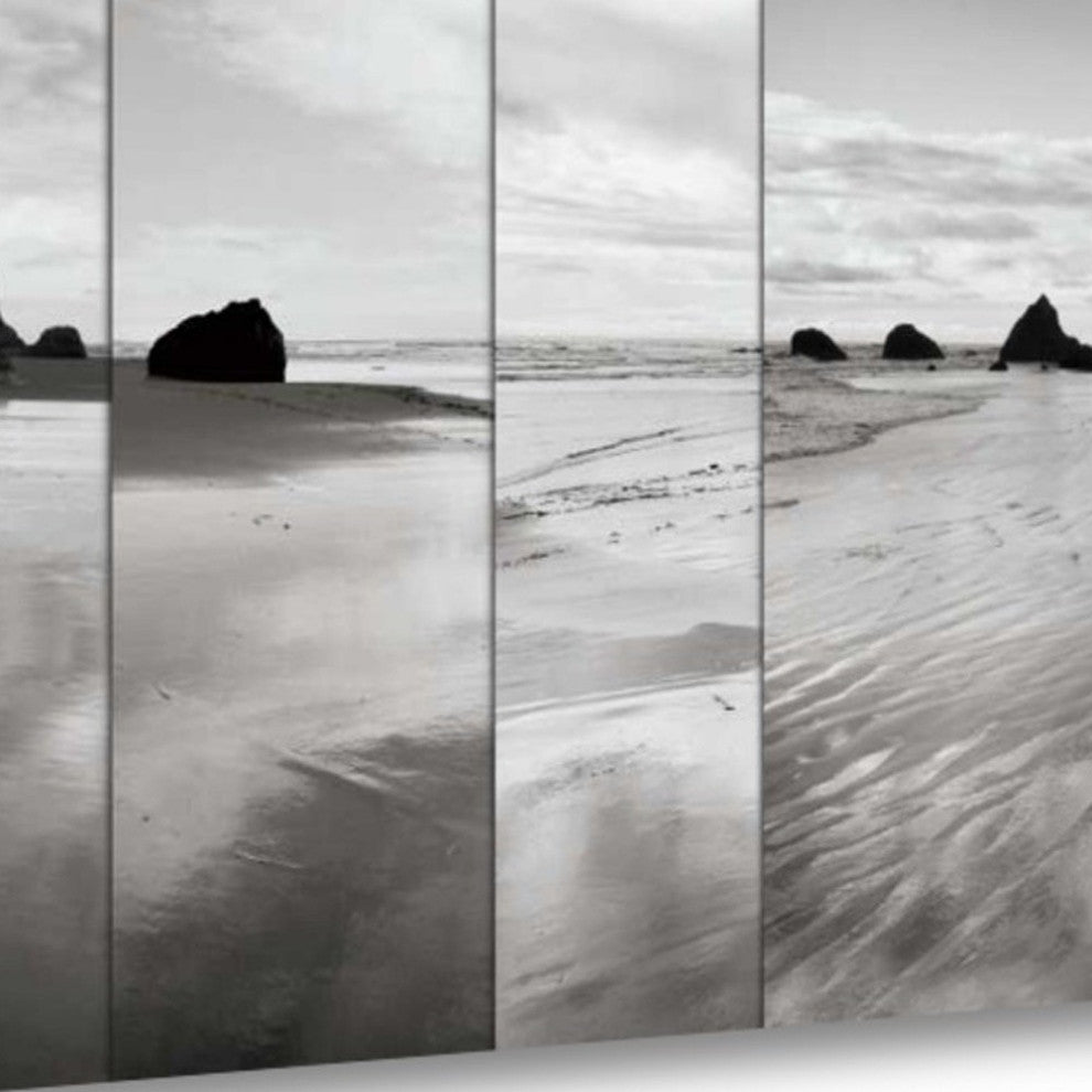 47" Modern Black and White Beach Giclee Wrap Canvas Wall Art