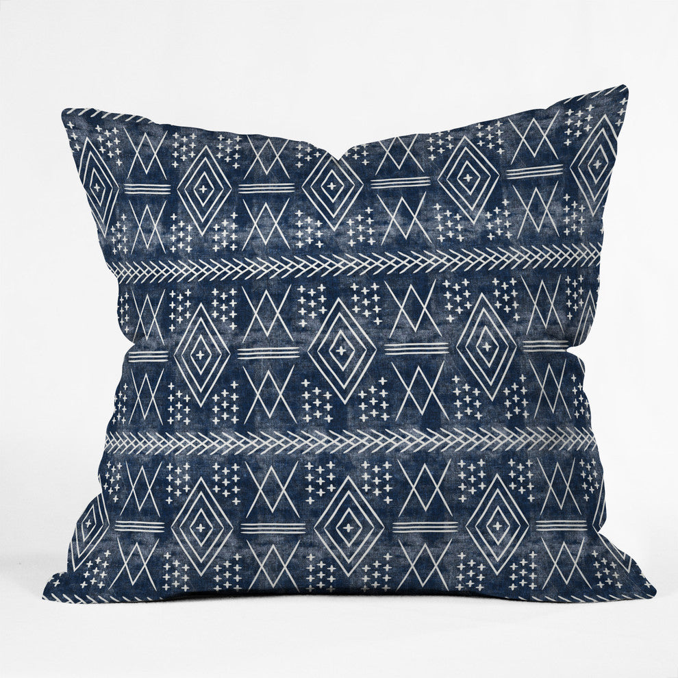 Little Arrow Design Co Vintage Moroccan On Blue Throw Pillow, 16"x16"