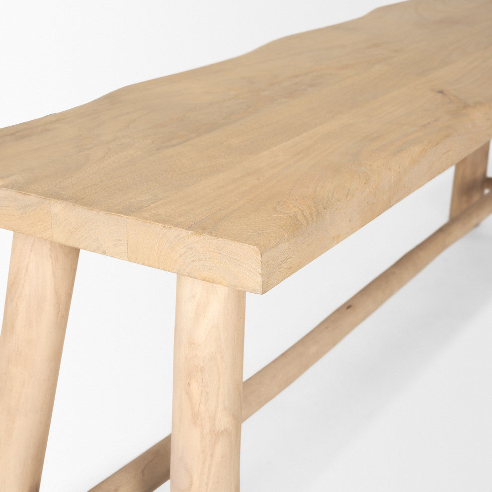 Sekou Light Brown Wooden Craftsman Bench