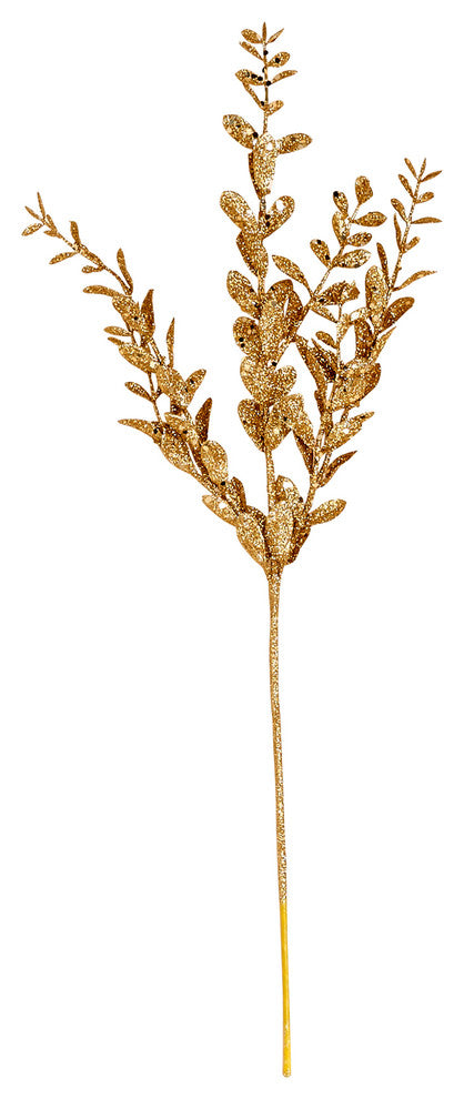 Gold Glitter Leaves Spray, 20"
