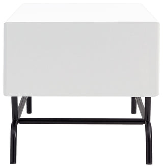 Danel 42 in. Rectangle Coffee Table With 2-Drawers and Metal Legs, White