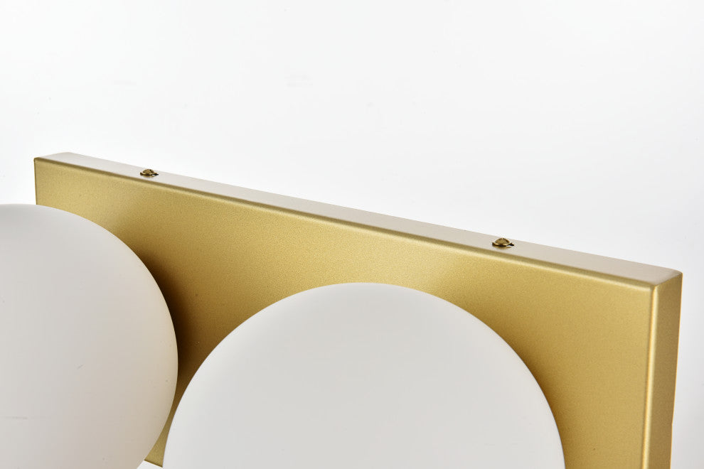2 Light Brass And Frosted White Bath Sconce