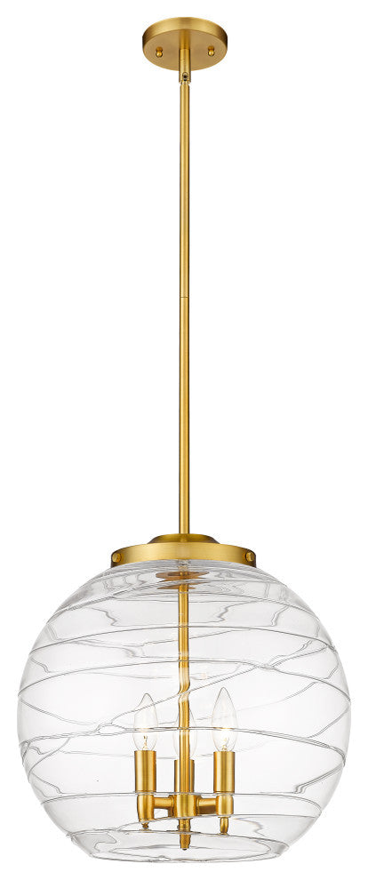 Deco Swirl Pendant, Satin Gold, Clear Deco Swirl, Clear Deco Swirl