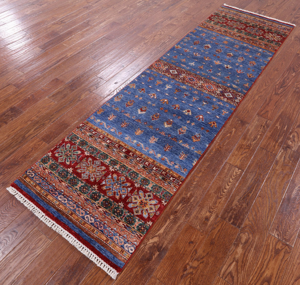 2' 9" X 9' 9" Runner Super Kazak Khorjin Hand Knotted Rug Q10169