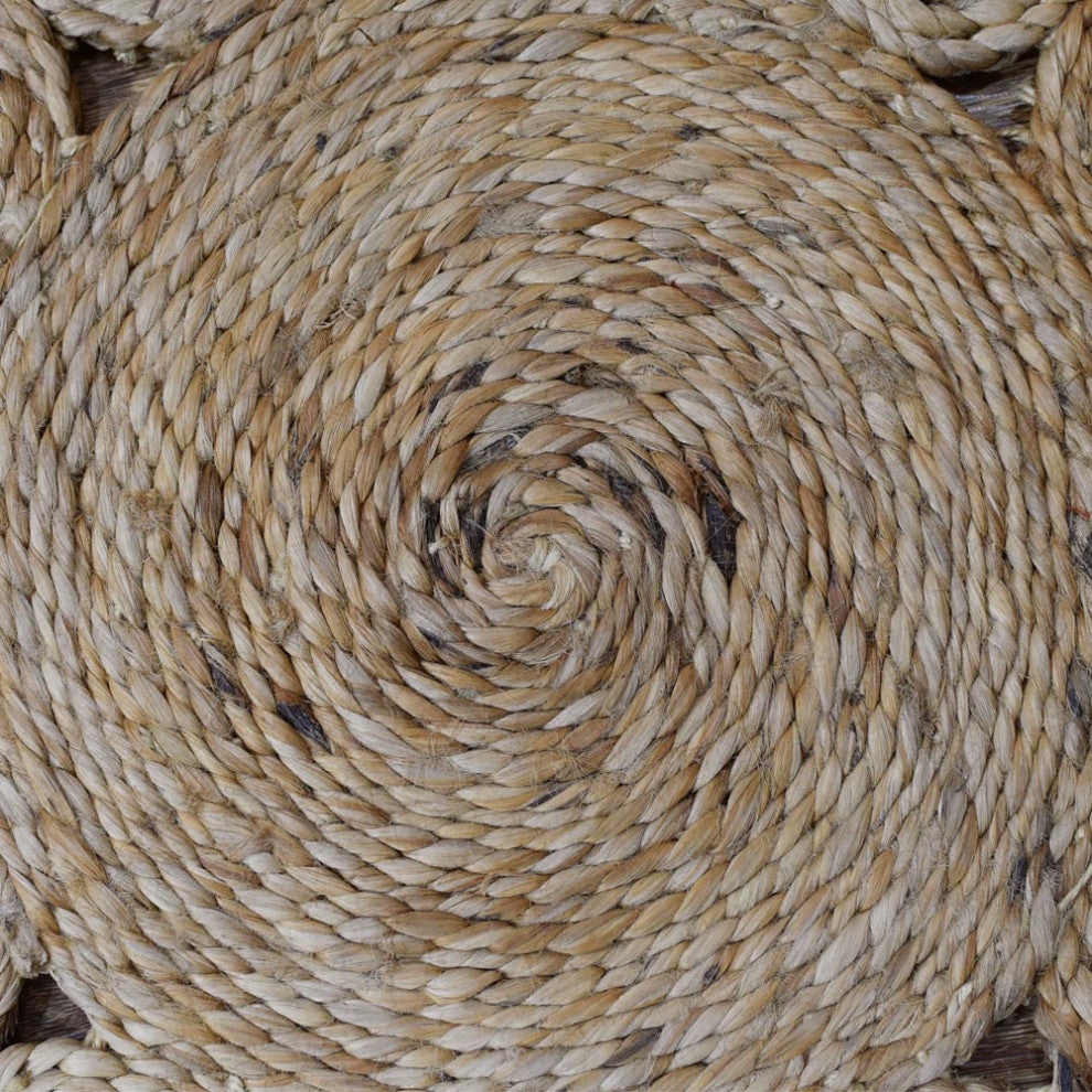 Hand Woven Jute Eco-friendly Area Rug Oriental Beige, [Round] 5'x5'