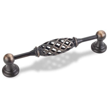Jeffrey Alexander Tuscany 5" Birdcage Pull - Antique Brass Satin Brass