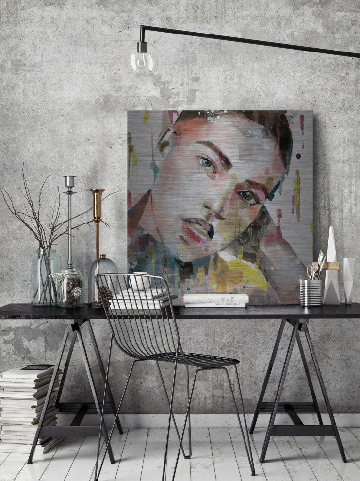 "Alluring Chic" Painting Print on Brushed Aluminum, 48"x48"